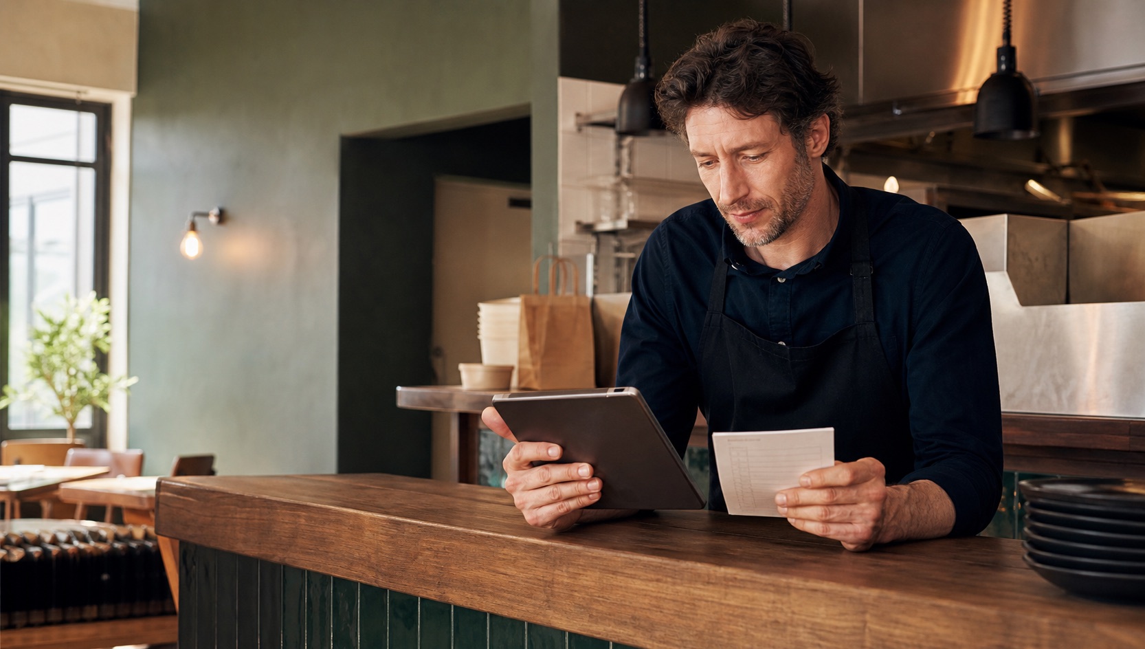 Restaurantinhaber vergleicht digitale Bestellwege an seinem Tresen